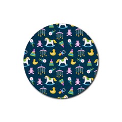 Cute Babies Toys Seamless Pattern Rubber Round Coaster (4 Pack)  by Vaneshart