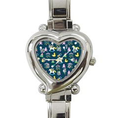 Cute Babies Toys Seamless Pattern Heart Italian Charm Watch by Vaneshart