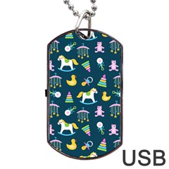 Cute Babies Toys Seamless Pattern Dog Tag Usb Flash (two Sides) by Vaneshart