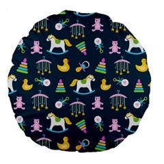 Cute Babies Toys Seamless Pattern Large 18  Premium Round Cushions