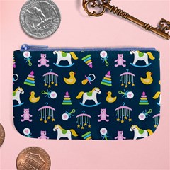 Cute Babies Toys Seamless Pattern Large Coin Purse by Vaneshart