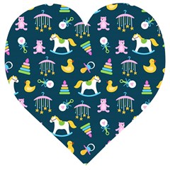 Cute Babies Toys Seamless Pattern Wooden Puzzle Heart by Vaneshart