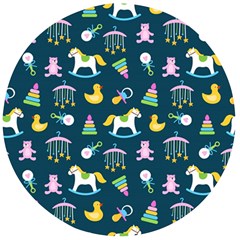 Cute Babies Toys Seamless Pattern Wooden Bottle Opener (round) by Vaneshart