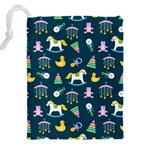 Cute babies toys seamless pattern Drawstring Pouch (5XL) Back