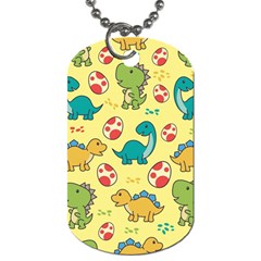 Seamless Pattern With Cute Dinosaurs Character Dog Tag (two Sides) by Vaneshart