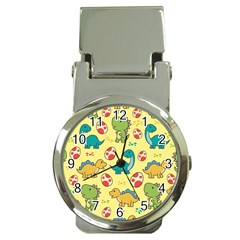 Seamless Pattern With Cute Dinosaurs Character Money Clip Watches by Vaneshart