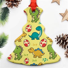 Seamless Pattern With Cute Dinosaurs Character Christmas Tree Ornament (two Sides) by Vaneshart