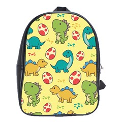 Seamless Pattern With Cute Dinosaurs Character School Bag (xl) by Vaneshart