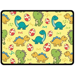 Seamless Pattern With Cute Dinosaurs Character Double Sided Fleece Blanket (large)  by Vaneshart