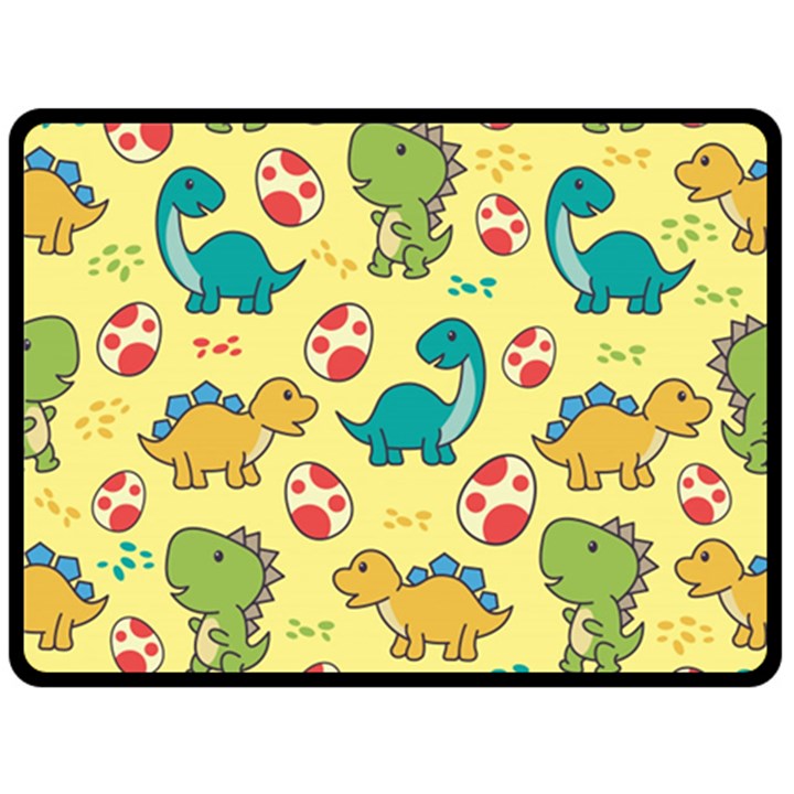 Seamless pattern with cute dinosaurs character Double Sided Fleece Blanket (Large) 