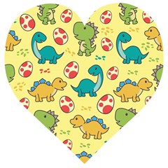 Seamless Pattern With Cute Dinosaurs Character Wooden Puzzle Heart by Vaneshart