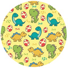 Seamless Pattern With Cute Dinosaurs Character Wooden Bottle Opener (round) by Vaneshart