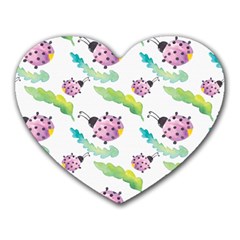 Watercolor Pattern With Lady Bug Heart Mousepads by Vaneshart