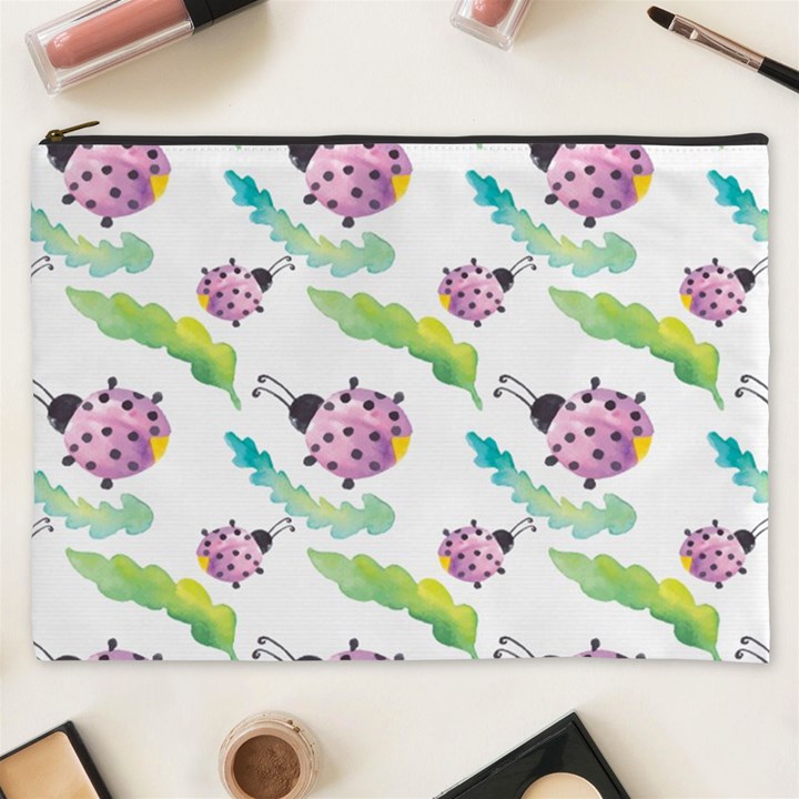 Watercolor pattern with lady bug Cosmetic Bag (XXXL)