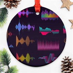 Colorful-sound-wave-set Ornament (round) by Vaneshart