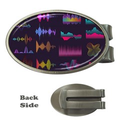 Colorful-sound-wave-set Money Clips (oval)  by Vaneshart