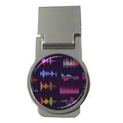 Colorful-sound-wave-set Money Clips (round)  by Vaneshart