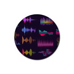 Colorful-sound-wave-set Rubber Coaster (round)  by Vaneshart