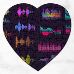 Colorful-sound-wave-set Jigsaw Puzzle (heart) by Vaneshart