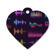 Colorful-sound-wave-set Dog Tag Heart (two Sides) by Vaneshart