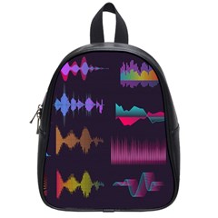 Colorful-sound-wave-set School Bag (small) by Vaneshart