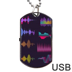 Colorful-sound-wave-set Dog Tag Usb Flash (one Side) by Vaneshart