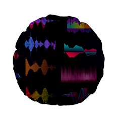 Colorful-sound-wave-set Standard 15  Premium Round Cushions by Vaneshart