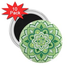 Floral-green-mandala-white 2 25  Magnets (10 Pack)  by Vaneshart