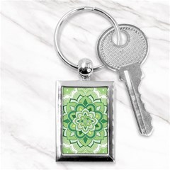 Floral-green-mandala-white Key Chain (rectangle) by Vaneshart