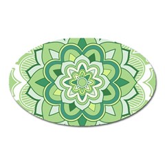 Floral-green-mandala-white Oval Magnet by Vaneshart