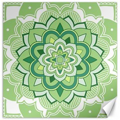 Floral-green-mandala-white Canvas 12  X 12  by Vaneshart