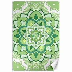 Floral-green-mandala-white Canvas 24  X 36  by Vaneshart