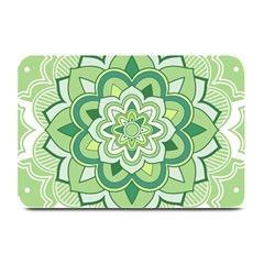 Floral-green-mandala-white Plate Mats by Vaneshart