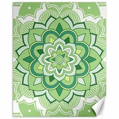 Floral-green-mandala-white Canvas 11  X 14  by Vaneshart