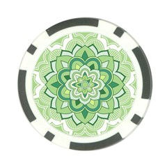 Floral-green-mandala-white Poker Chip Card Guard (10 Pack) by Vaneshart