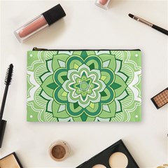 Floral-green-mandala-white Cosmetic Bag (medium) by Vaneshart