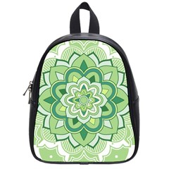 Floral-green-mandala-white School Bag (small) by Vaneshart