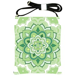 Floral-green-mandala-white Shoulder Sling Bag by Vaneshart