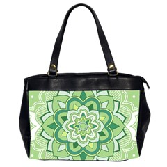 Floral-green-mandala-white Oversize Office Handbag (2 Sides) by Vaneshart