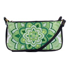 Floral-green-mandala-white Shoulder Clutch Bag by Vaneshart