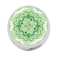 Floral-green-mandala-white 4-port Usb Hub (two Sides) by Vaneshart