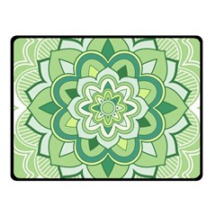 Floral-green-mandala-white Fleece Blanket (small) by Vaneshart