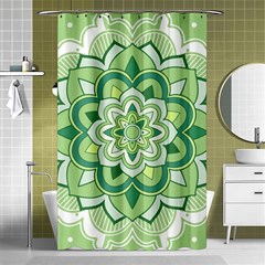 Floral-green-mandala-white Shower Curtain 48  X 72  (small)  by Vaneshart