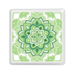 Floral-green-mandala-white Memory Card Reader (square) by Vaneshart