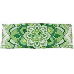 Floral-green-mandala-white Body Pillow Case Dakimakura (two Sides) by Vaneshart