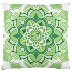 Floral-green-mandala-white Large Cushion Case (two Sides) by Vaneshart