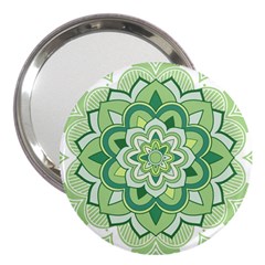 Floral-green-mandala-white 3  Handbag Mirrors by Vaneshart