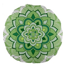 Floral-green-mandala-white Large 18  Premium Round Cushions