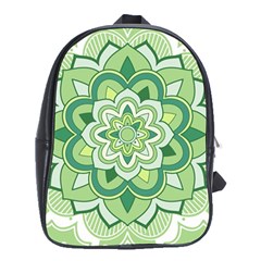 Floral-green-mandala-white School Bag (xl) by Vaneshart