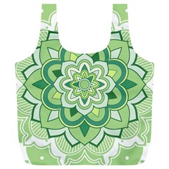 Floral-green-mandala-white Full Print Recycle Bag (xl) by Vaneshart